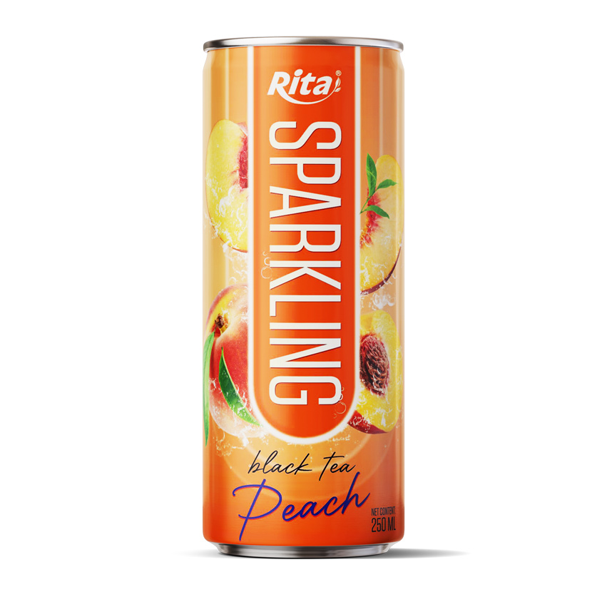 Rita Sparkling Black Tea Peach Flavor 250ml Sleek Can